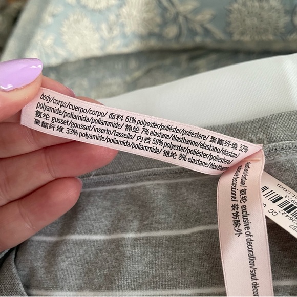 Victorias Secret L Grey White Stripe SEAMLESS NO SHOW High-Leg Waist Brief Panty - Picture 5 of 6